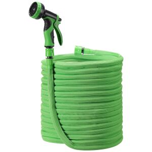 Furtun de grădină extensibil Navaris, 15-30m, înfășurat, cu duză de pulverizare - Irigare