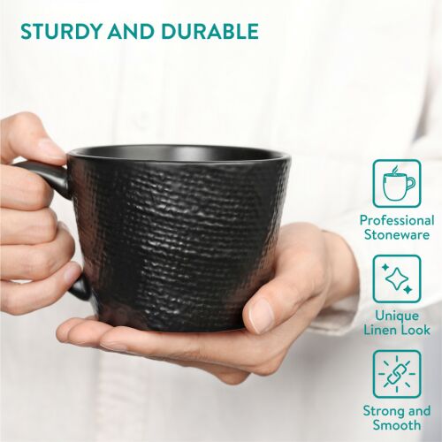 Zestaw 4 kubków lnianych Navaris Artisan, 350 ml, 4 sztuki, czarny, ceramiczny, NAV001WX8DR029C