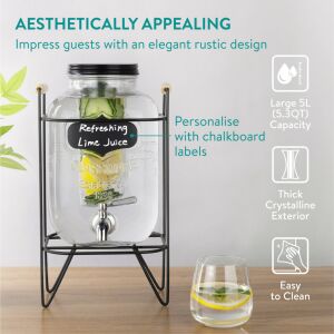 Navaris italadagoló, 5L, rozsdamentes acél csappal, gyümölcsfőzővel és jégtartóval, NAV0000111P003C