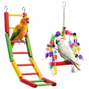 Sada hračiek papagájov Navaris, 2 diely, hojdačka a rebrík, topoľové drevo, NAV0000273T001C 129991329 - Chov vtákov