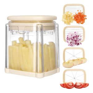 Navaris kézi zöldségszeletelő készlet, 4 pengés, krémszínű, rozsdamentes acél, NAV000038DP001C