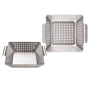 2-pak Navaris taca do grilla ze stali nierdzewnej, 34x24 cm, z otworami wentylacyjnymi - Grillowanie i gotowanie na świeżym powietrzu