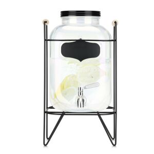 Navaris 5L sklenený dávkovač nápojov s kovovou podstavou, dúhový povrch, ideálny na podávanie limonády, ľadového čaju alebo ovocného punču - Dávkovače nápojov