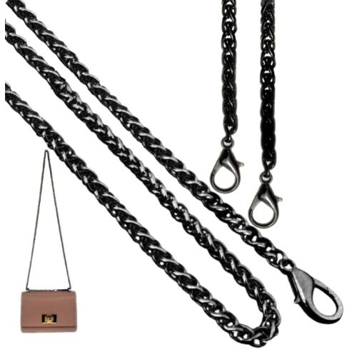 Hosszú fém kézitáska pánt karabinerekkel, fekete, 120 cm 129991535