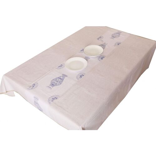 Fata de masa Vinylla, PVC, bej/albastru, 140 x 240 cm