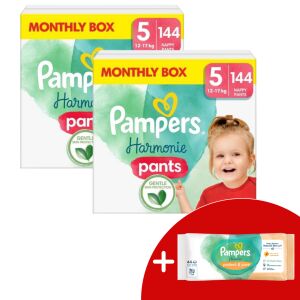 Pampers Harmonie Pants 2 Monthly Diaper Pack 12-17kg Junior 5 (288pcs) + Gift Wipes 129985398