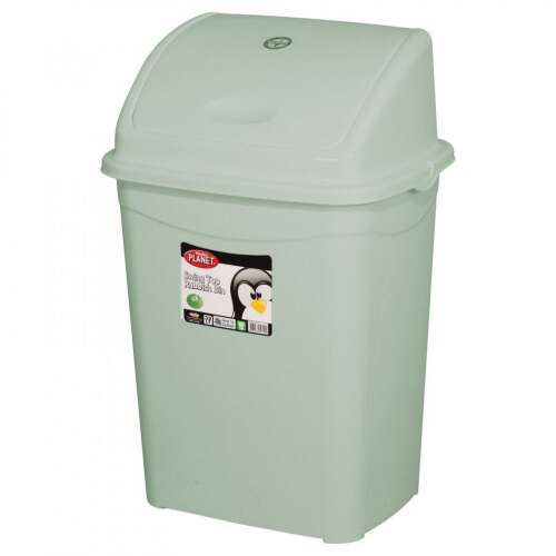 16 liter plastic swing lid trash can, grey, Planet brand