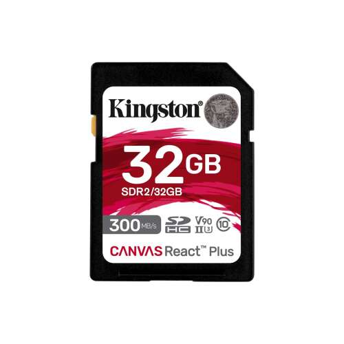 Kingston Canvas React Plus 32GB SDXC UHS-II карта памет, скорост на четене 300MB/s, скорост на запис 260MB/s