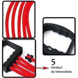 SIKS 5 szálas hordágy, fogantyúkkal, fitnesz edzéshez, gumi, piros 136258489 - Expander & Gumiszalag