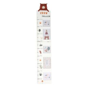Gyerek magasságmérő szalag, fából, mackó modell