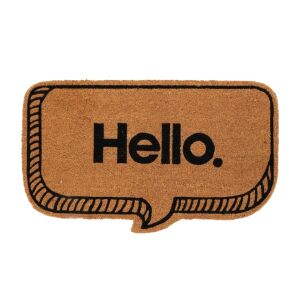 Covor de intrare din fibră de cocos cu mesajul "Hello.", 75x41 cm, pentru hol, antreu, verandă sau terasă - Covorașe intrare