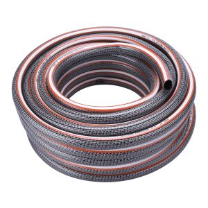 Furtun de grădină EXTOL PREMIUM 3/4 inch 25 metri, negru cu dungi portocalii și albe, înfășurat - Irigare