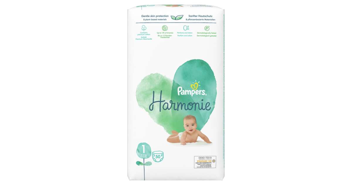 Pampers Harmonie talla 1 Newborn , 2-5 kg (180 pañales), talla 2, 4kg - 8kg  (240 pañales) y toallitas húmedas Harmonie New Baby, 1.104 toallitas (24 x  46 uds.) 