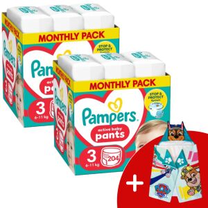 Pampers Pants 2 havi Pelenkacsomag 6-11kg Midi 3 (408db) + Ajándék PAW Törölköző 135705296 - Pelenka