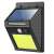 Solar powered motion sensor wall light with 48 COB LEDs, black, side view