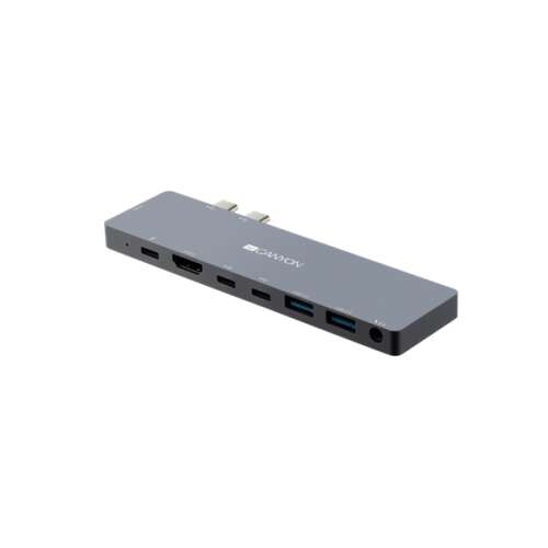 Canyon CNS-TDS08DG USB-C HUB Multiport, MacBook-hoz, 8-in-1, USB3.0, HDMI, USB-C, audio, szürke 