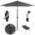 Collage of Springos graphite grey garden umbrella features