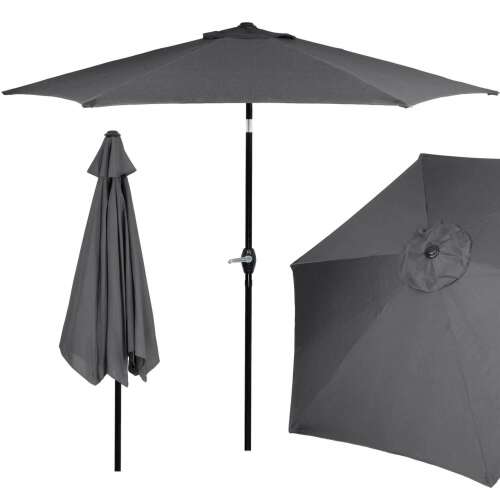 Springos Graphite Grey Garden Umbrella 260cm, crank mechanism, waterproof fabric