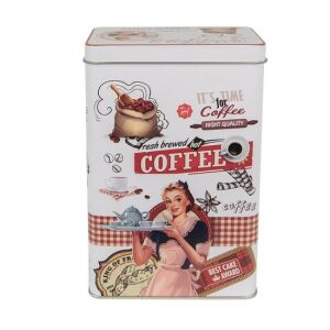 CLEEF.6BL0128 Fémdoboz 8x12x19cm, Its's time for coffee 130058342 - Konyha & Étkezés