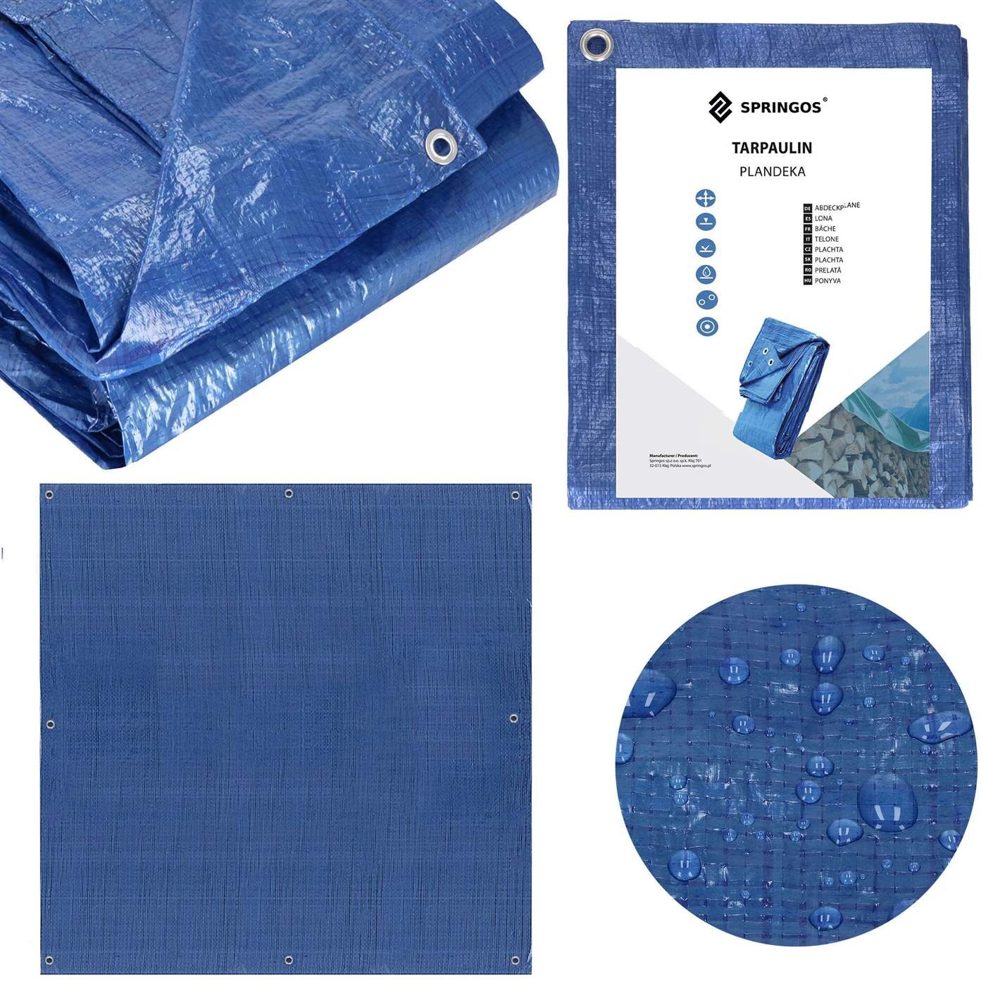 Springos - Polietilén Ponyva - Vízálló, UV Álló - 3x3m