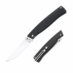 Skladací nôž Sanrenmu 311L-GB s čiernou rukoväťou G10, otvorený a zatvorený pohľad - Vreckové nože a vreckové nožíky