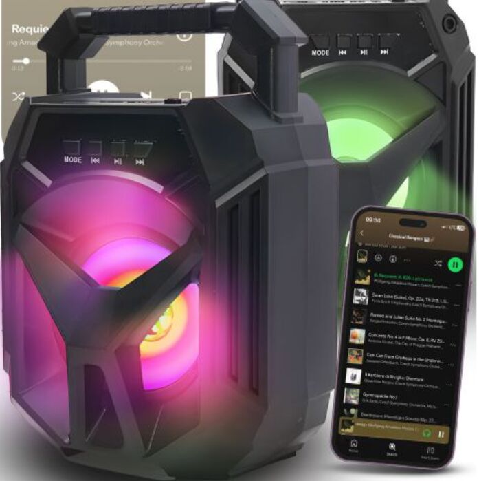 Retoo hordozható Bluetooth Hangszóró RGB világítással 400W