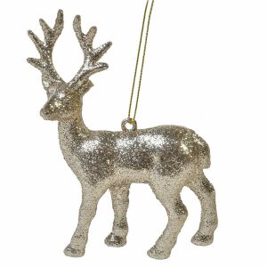 Ornament Brad Crăciun, Model Cerb, Bej Auriu, Ornament de brad - Decorațiuni pentru pomul de Crăciun