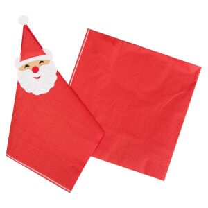 șervețele de Masă Crăciun, Model Moș Crăciun, Roșu, 33x33cm, Set 20 Bucăți, 2 Straturi 130105611 - Șervețele