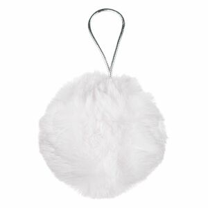 Glob Brad Crăciun din Blană Albă, Diametru 8cm - Decorațiuni pentru pomul de Crăciun