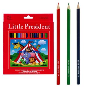 Set creioane colorate subțiri Little President, 24 bucăți, multicolor - Creioane colorate