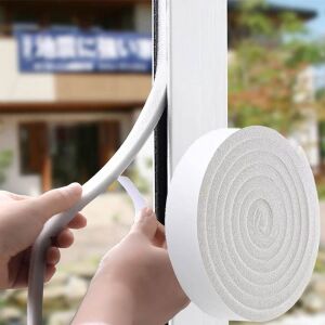 Bandă izolatoare albă pentru uși și ferestre, lungime 5.5 m, lățime 9 mm, etanșare anti-curent - Bandă de etanșare