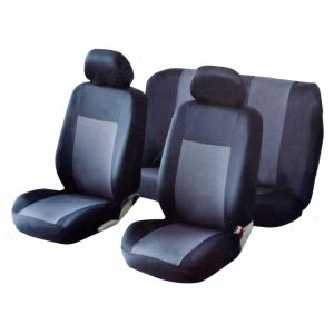 Set Huse Auto, 6 buc, Poliester, Negru-Gri huse auto - Huse pentru scaune auto