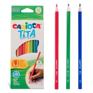 Set creioane colorate Carioca Tita, 12 bucăți, multicolor, vârf subțire - Creioane colorate