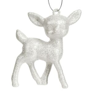 Ornament Brad Craciun Cerb, Alb, Glitter Argintiu ornament de brad - Decorațiuni pentru pomul de Crăciun