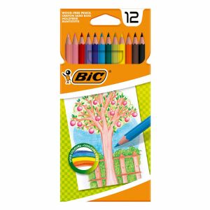 Set Creioane Colorate BIC, 12 Bucăți, Vârf Subțire, Ambalaj Multicolor - Creioane colorate