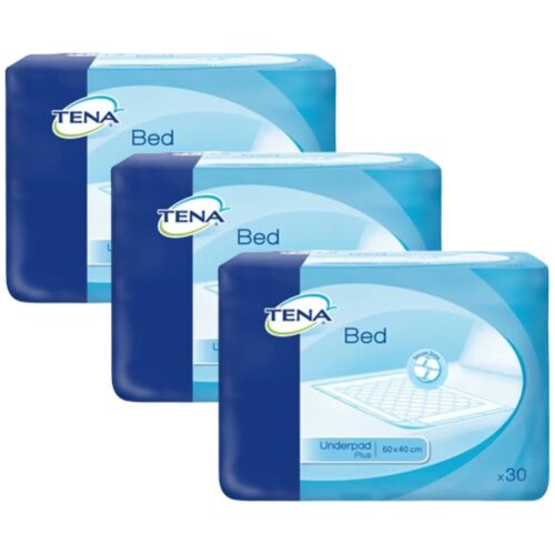 Tena Bed Secure Zone Plus Bettschutzunterlagen 40x60cm, 3 Packungen mit 30 Stück