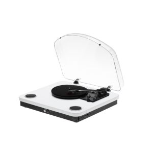 Adler AD1914w fehér lemezjátszó nyitott porvédővel, ferde nézet - Adler