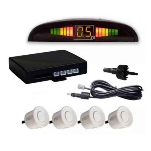 AutoREY® Premium 4 db-os parkolóérzékelő készlet LED kijelzővel és hangjelzéssel, fehér színű