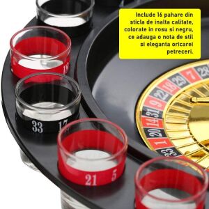 SIKS ivójáték, rulett ütésekkel, 16 piros és fekete üvegpohár, 2 fémgolyó, 30 cm átmérő 136259433 - Rulett