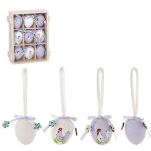 Húsvéti dekorációs tojások 9 darab - lila, fehér 130146964 - Ramiz