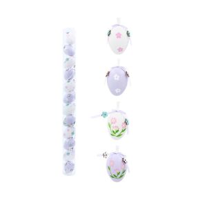 Húsvéti dekorációs tojások 12 darab - virágos lila, fehér 130147032 - Ramiz