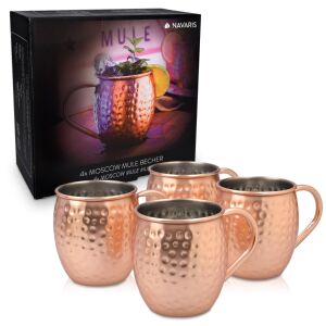 Zestaw 4 kubków Navaris Moscow Mule, miedź, 500ml - Kubek