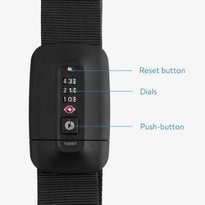 Каишка за багаж Navaris с катинар и идентификационен етикет, регулируема дължина 400x5 см, черна, 51357.01 136278657 - Аксесоар за куфар