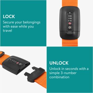 Bezpečnostný popruh na batožinu Navaris s TSA zámkom a identifikačnou visačkou, nastaviteľný, 400x5 cm, 51357.29 135941783 - Kufre&tašky