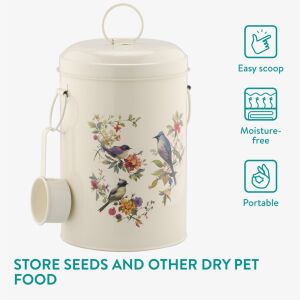 Pojemnik na ziarno dla ptaków Navaris, 4,9 l, szczelna pokrywa, 2 uchwyty, 16 x 24,5 cm, NAV000017RZ002C 135875135 - Przechowywanie karmy dla zwierząt