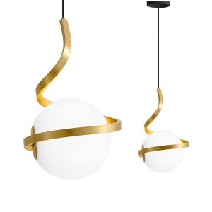 LAMPA WISZĄCA SZKLANA KULA SPIRALA APP1733-1CP ZŁOTA 130161754 - Lampy i oświetlenie