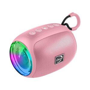 Difuzor Bluetooth portabil OKOP KP-541 cu lumini RGB, culoare roz - Boxe Portabile