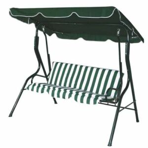 Kerti hintaszék, Mercaton, 3 ülés, fém váz, PVC Oxford 160g/m huzat, vízálló, UV-álló, maximum 150 kg, 173 x 112 x 158 cm, fehér és zöld színben. 130164618 - Kerti hintaszék