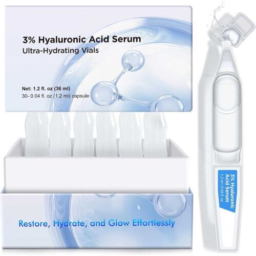 30 db-os prémium öregedésgátló ampulla készlet 3% tiszta hialuronsavval, ultra hidratáló, NOVA KISS® 30 x 1,2 ml 130165108