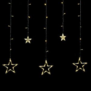 Rebel Lights LED Vorhanglichter mit warmweißen Sternen, 2x1m, 8 Beleuchtungsmodi, 2 Sets verbindbar - Rebel